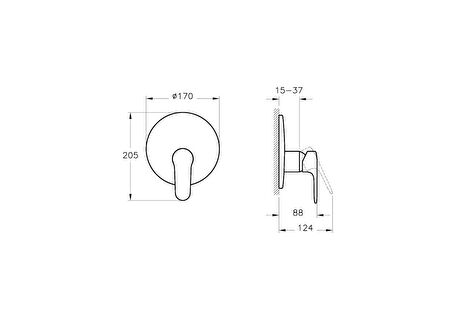 Artema Root Round A4282934 Ankastre Duş Bataryası, Fırçalı Nikel